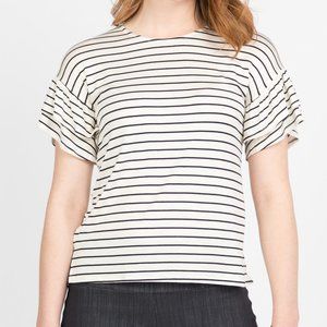 Agnes & Dora Frill Sleeve Top BW Stripe NWT